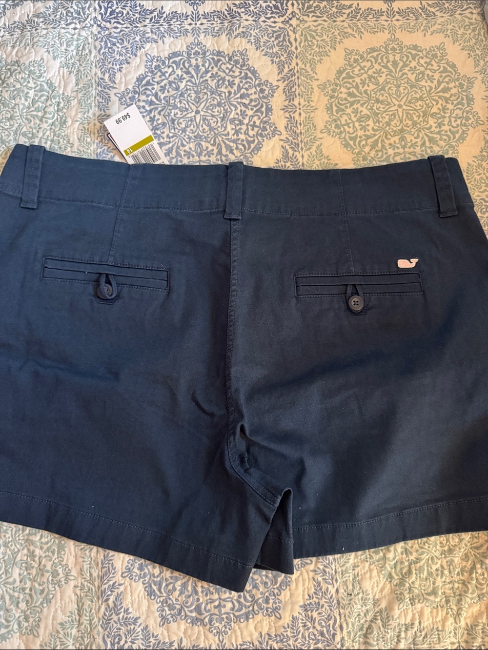 Vineyard Vines Navy Flat-Front Women's Shorts - Picture 6 of 7